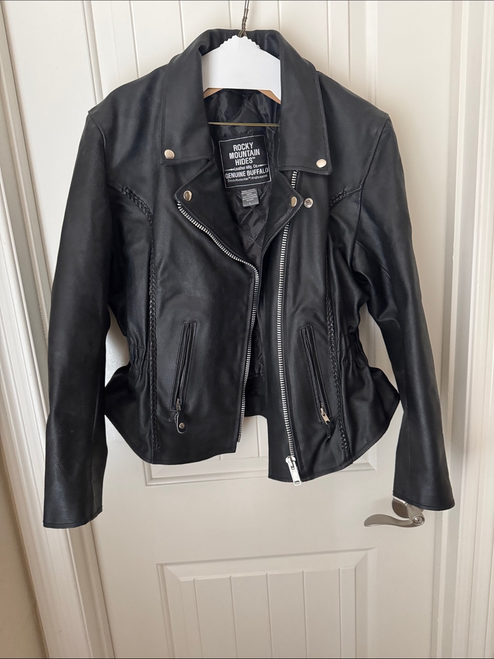 Women's Rocky Mountain Hide Black Genuine Buffalo Leather Moto Jacket